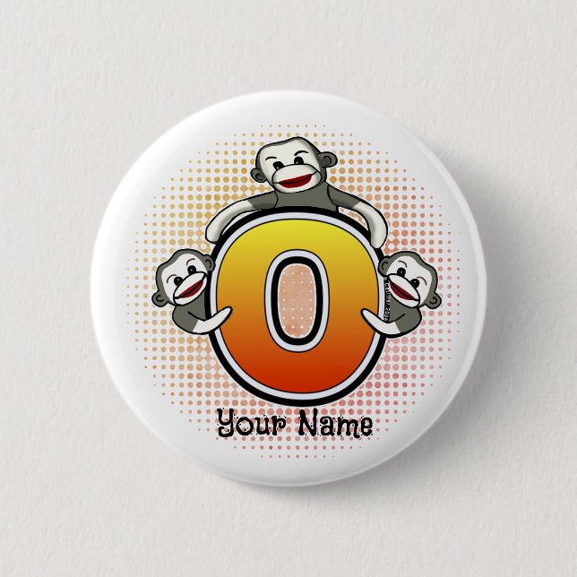Monogram O Sock Monkey   Button (Front)