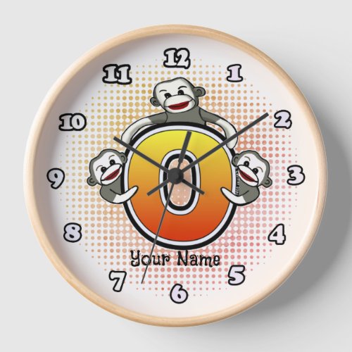 Monogram O Sock Monkey clock