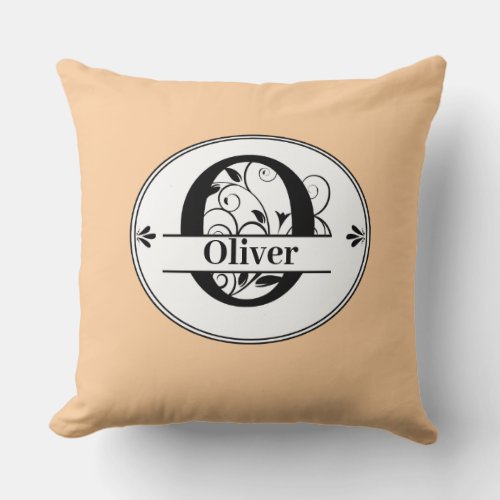 Monogram O with full name and colorchoice Throw Pillow