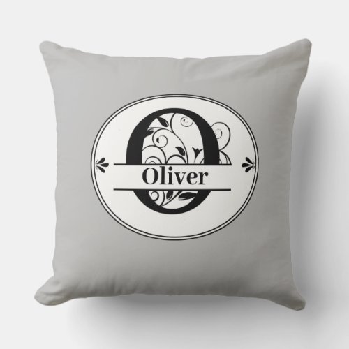 Monogram O with full name and colorchoice Throw Pillow