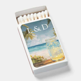 Monogram Ocean Beach Mason Jar Wedding Favor Matchboxes