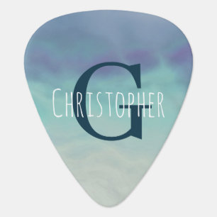 Monogram Ocean Watercolor Guitar Pick