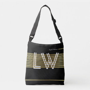 monogram of interlaced golden lines style crossbody bag