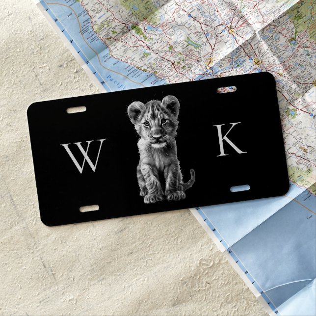 Monogram Oh Baby Big Cat Cub  License Plate (In Situ)