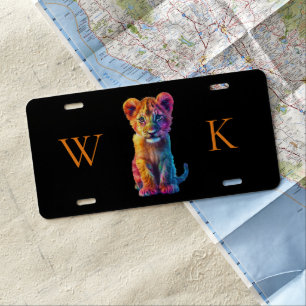 Monogram Oh Baby Big Cat Cub  License Plate