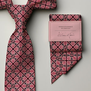 Monogram Old Rose Burgundy Vintage Floral Men's Neck Tie