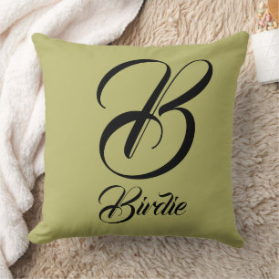 Monogram Olive Green Color For Bed, Couch, Chair  Throw Pillow