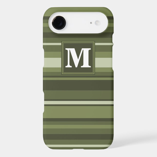 Monogram olive green stripes Case-Mate iPhone case (Back)