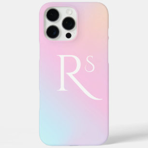 Monogram Ombre Holographic Pink Girly Personalized iPhone 16 Pro Max Case