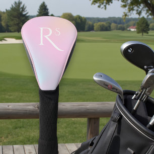 Monogram Ombre Holographic Pink Girly Personalized Golf Head Cover