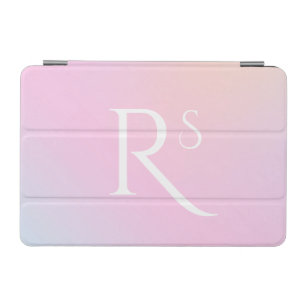 Monogram Ombre Holographic Pink Girly Personalized iPad Mini Cover