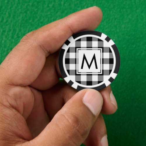 Monogram on Black and White Buffalo Check Poker Chips