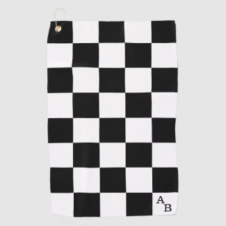 Monogram on Black and White Checkered Pattern