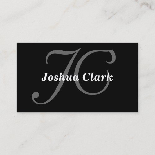 Monogram on Black Background Business Card Template