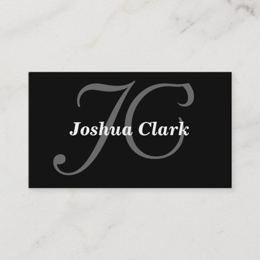 Customizable Monogram on Black Background Business Card Template