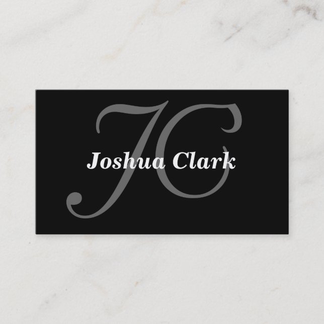 Monogram on Black Background Business Card (Front)