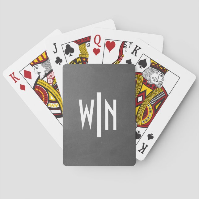 Monogram on Black Basic Playing Cards (Back)
