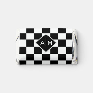 Monogram on Black & White Chess Pattern Hershey's Miniatures