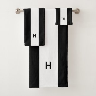 Monogram on Black & White striped