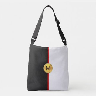 Monogram on Black & White with Red Line