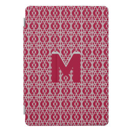 Monogram on Burgundy Red Geometric Pattern  iPad Pro Cover