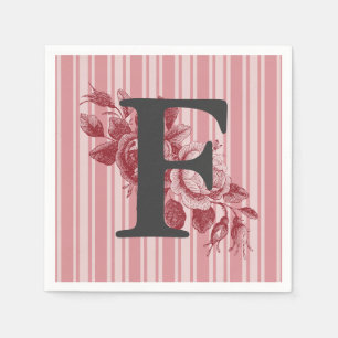 Monogram on Cabbage Rose Spray Customize It Napkins