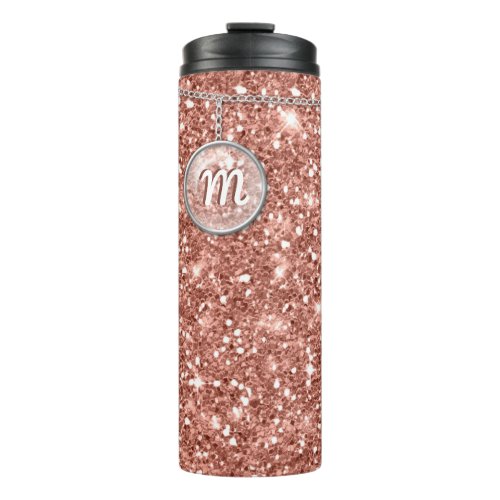 Monogram on Chain Rose Gold Glitter ID145 Thermal Tumbler