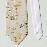 Monogram on Colorful Floral Still Life Art Beige Neck Tie<br><div class="desc">This is a standard size tie with a colorful Dutch Golden Age floral pattern on a pearl color background. Easily change the printed monogram initials using the Template provided. Use the Design Tool to change color. The printed monogram will be centered and straight, unlike shown in the mock-up photo. Dimensions...</div>