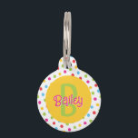 Monogram on Cute Colorful Dots Yellow & Green Pet ID Tag<br><div class="desc">This fun design features a pattern of colorful dots and a monogram in the background. Click the customize button for more flexibility in modifying the text! Variations of this design as well as coordinating products are available in our shop, zazzle.com/store/doodlelulu. Contact us if you need this design applied to a...</div>