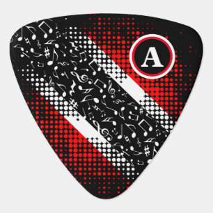Monogram on Dot Pattern Trinidad and Tobago Flag Guitar Pick