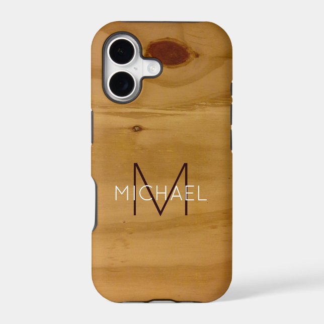 monogram on faux wood rustic  Case-Mate iPhone case (Back)