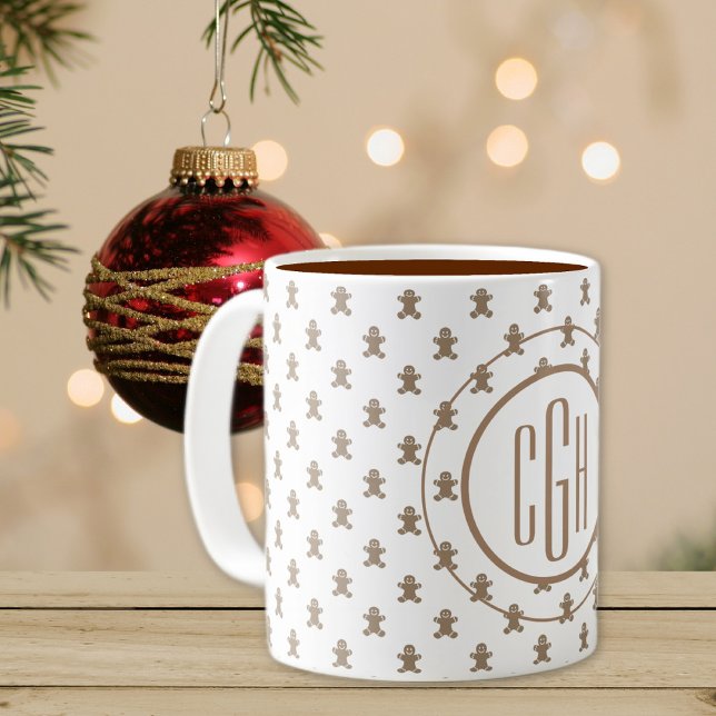 Monogram on Gingerbread Man Pattern 11oz Coffee Mug (Creator Uploaded)