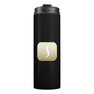 Monogram on Gold and Black Thermal Tumbler