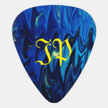 Monogram on goth inspired shades of blue and black guitar pick Monogram on goth inspired shades of blue and black guitar pick