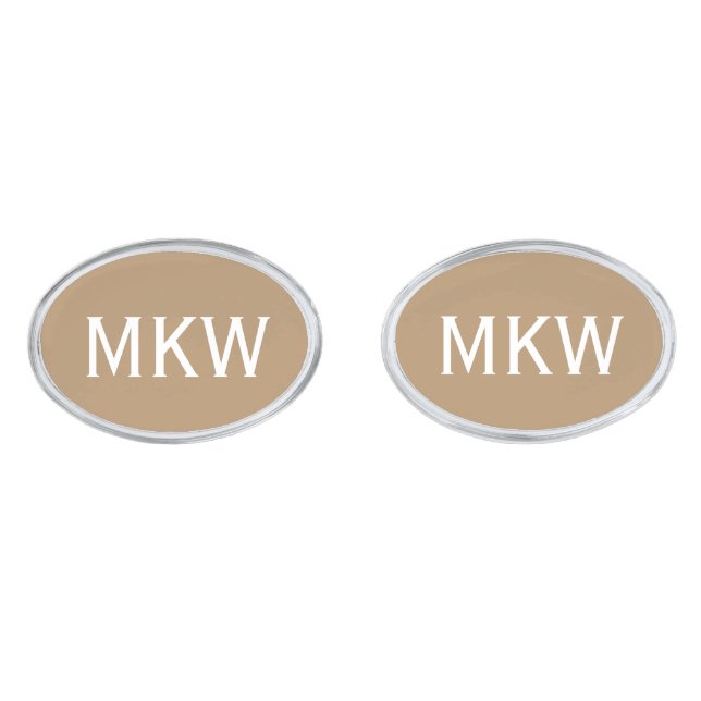 Monogram on Ice Coffee Brown Cufflinks (Front)