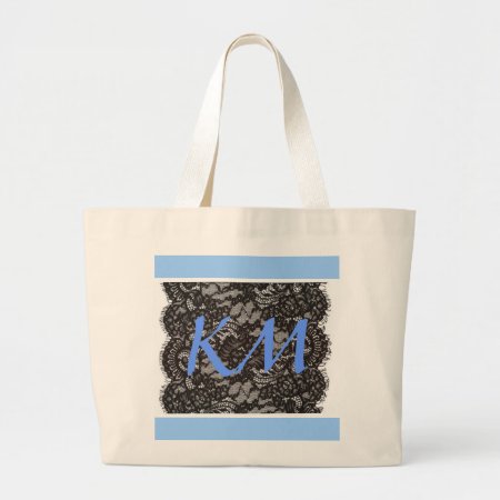 Monogram On Lace Shopping Tote
