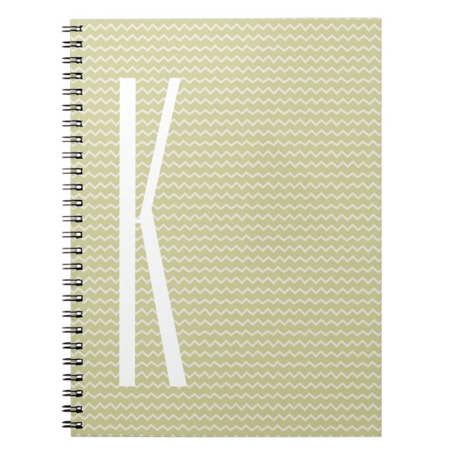 Monogram on Light Sage Green Mini Chevron Notebook (Front)