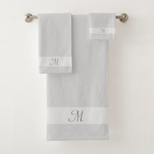 Monogram on Light Silver Gray Shades Bath Towel Se