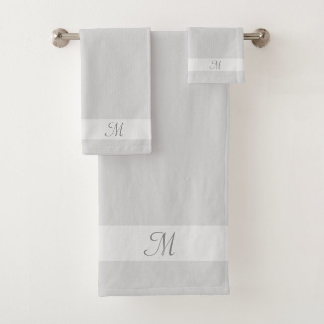 Monogram on Light Silver Gray Shades Bath Towel Se (Insitu)