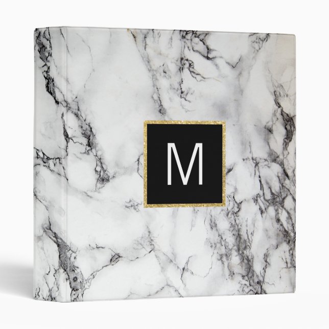 monogram on  marble stone 3 ring binder (Front/Spine)