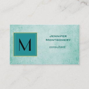 Monogram on Mint Green Vintage paper texture Business Card