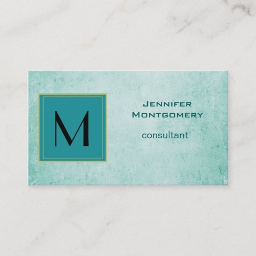Monogram on Mint Green Vintage paper texture Business Card