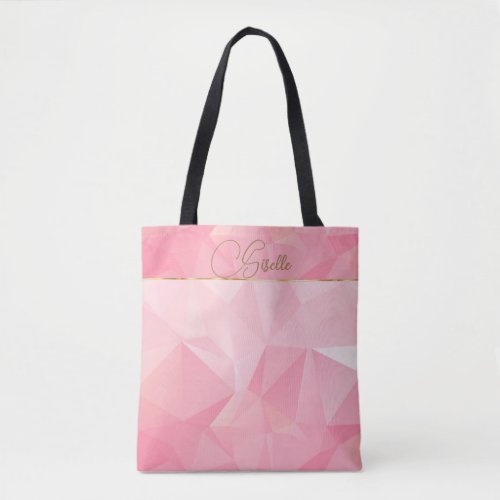 Monogram on Modern Abstract Pink Design  Tote Bag