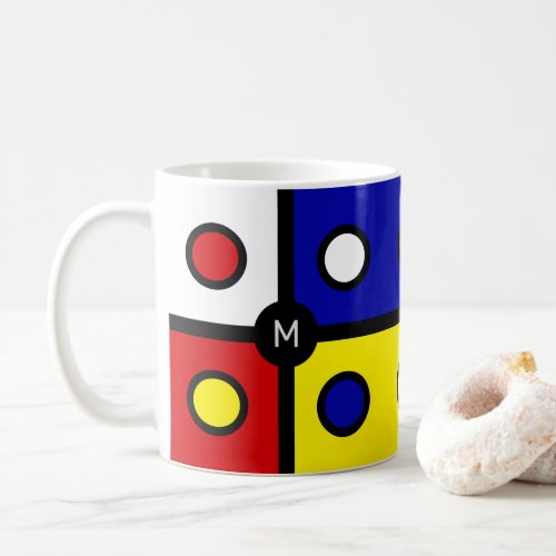 Monogram on Multicolored Abstract Art Coffee Mug