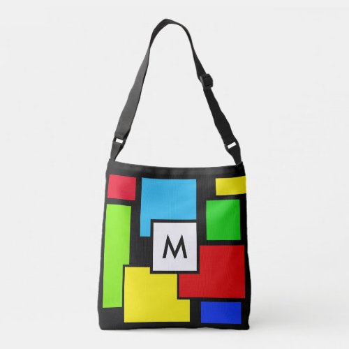 Monogram on multicolored squares crossbody bag