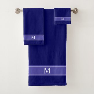 Monogram on Navy Blue Shades Minimalist Bath To