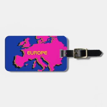 Monogram On Pink Europe Map - Luggage Tag by myMegaStore at Zazzle