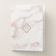 monogram on pink grey marble
