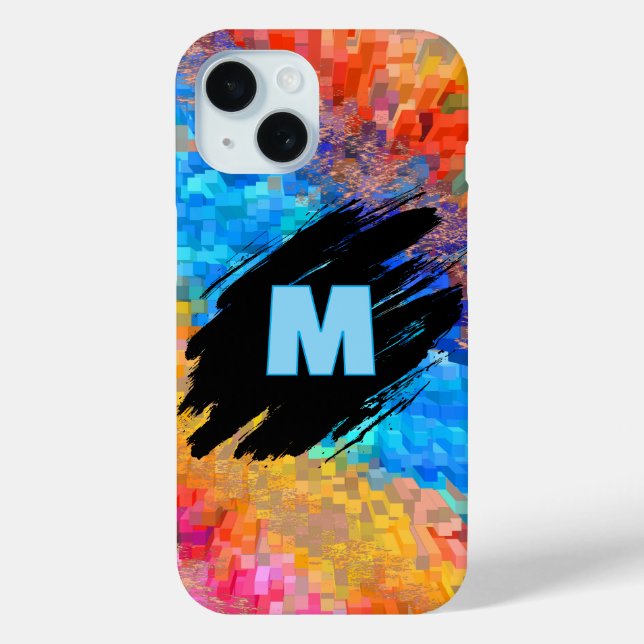 Monogram on Rainbow Abstract Background Case-Mate iPhone Case (Back)