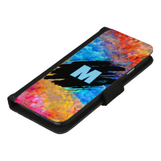 Monogram on Rainbow Abstract Background iPhone 8/7 Wallet Case